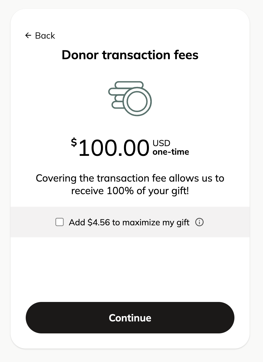 Donor covered fees nudge example