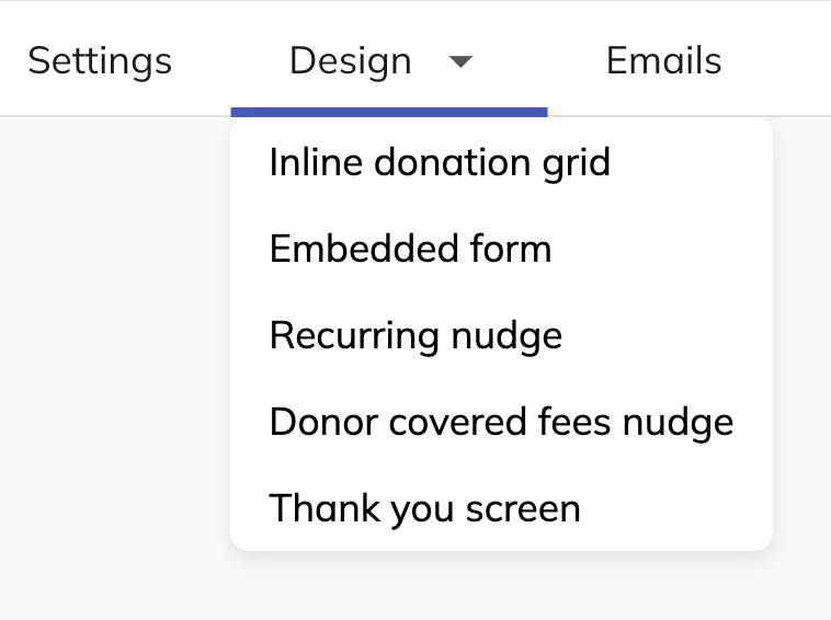 Design tab dropdown