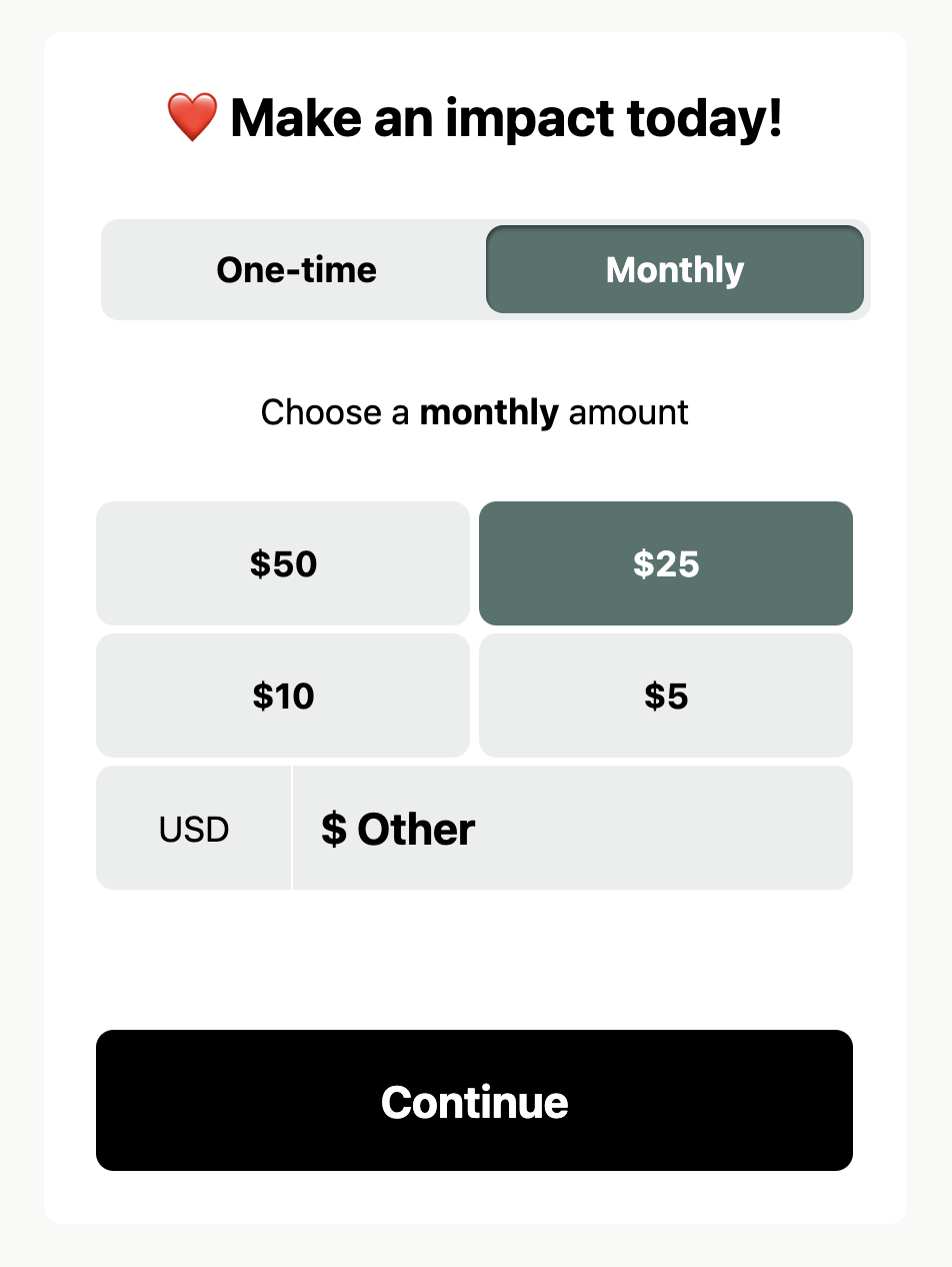 Inline donation grid example