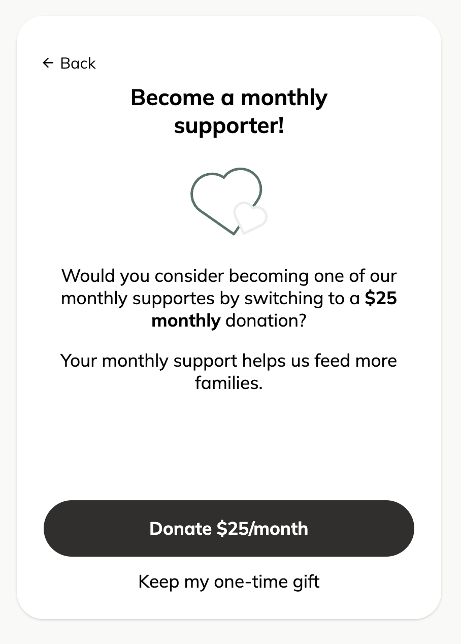 Recurring donation nudge example