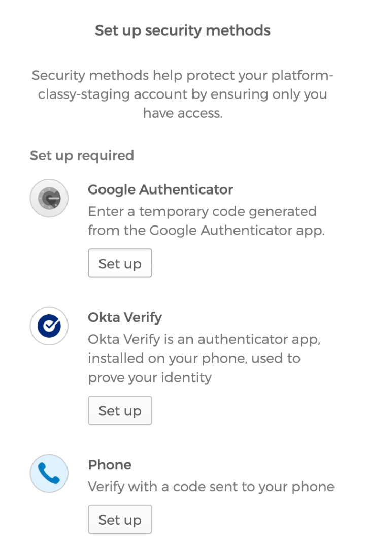 Setup multifactor authentication